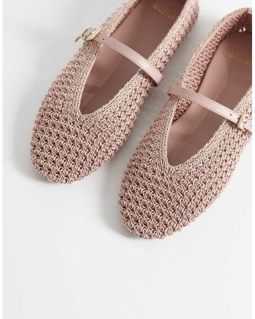 Schuh White Lisbeth Double Buckle Woven Ballet Flats