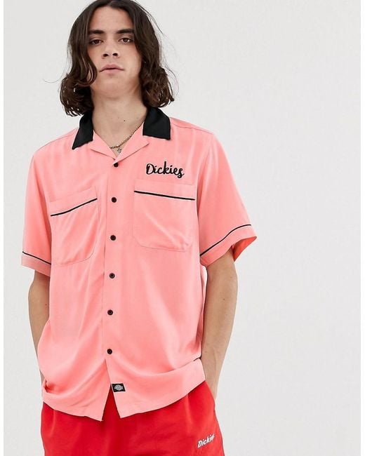 Dickies Weverton Bowling Shirt In Pink for men