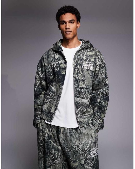 Good For Nothing Gray Oversized Zip Through Hoodie for men