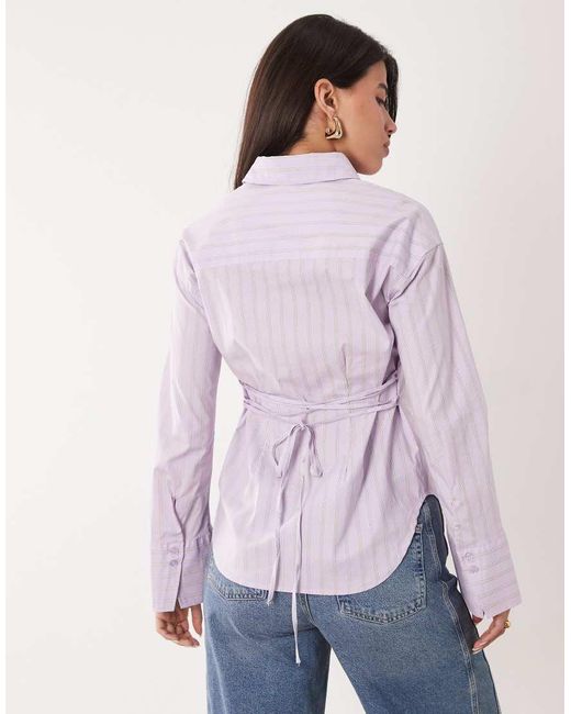 Gina Tricot Purple Cinched Waist Long Sleeve Blouse