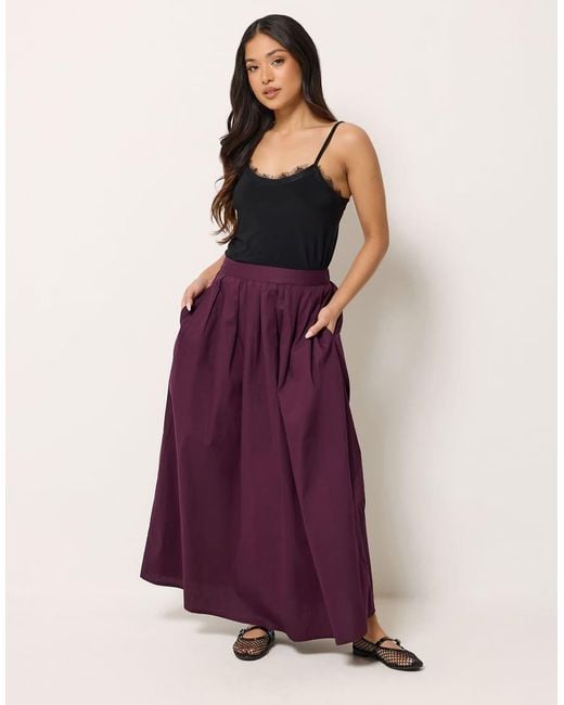 PixieGirl Purple Petite Poplin Cotton Maxi Skirt