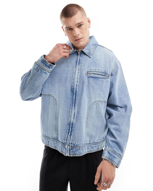 ASOS – worker-jeansjacke in Blue für Herren