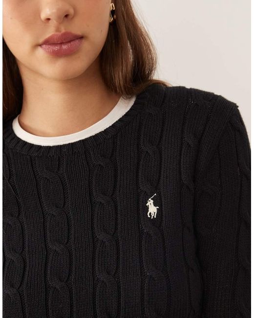 Polo Ralph Lauren Black Julianna Icon Logo Cotton Cable Knit Jumper