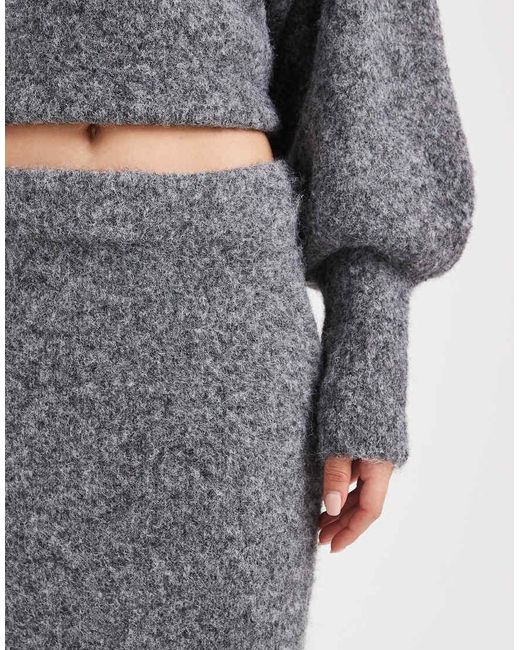 ASOS Gray Fluffy Maxi Skirt Co-Ord