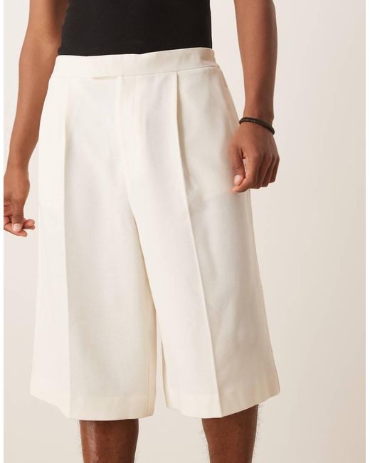 Pantaloncini Bermuda Eleganti Oversize Bianchi Microtesturizzati di ASOS in Natural da Uomo