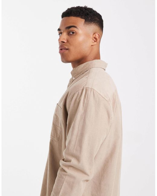 Jack & Jones – hemd aus cord in Natural für Herren