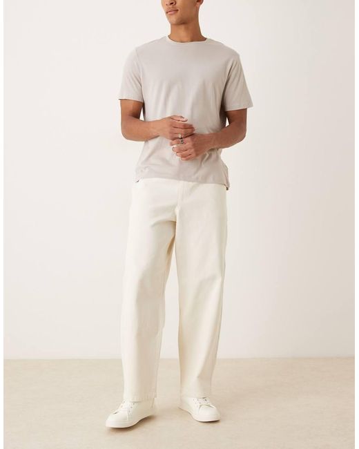 ASOS Losse Broek Met Rechte Pijpen En Trekkoord in het Natural voor heren