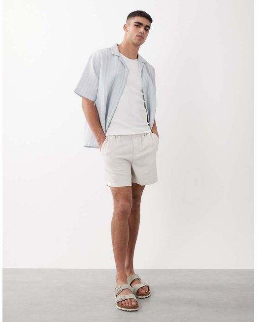 ASOS White Linen Blend Wide Shorts for men