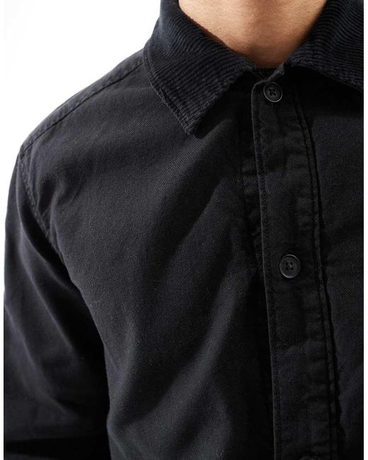 Only & Sons Jack Van Canvas Met Kraag Van Corduroy in het Black voor heren
