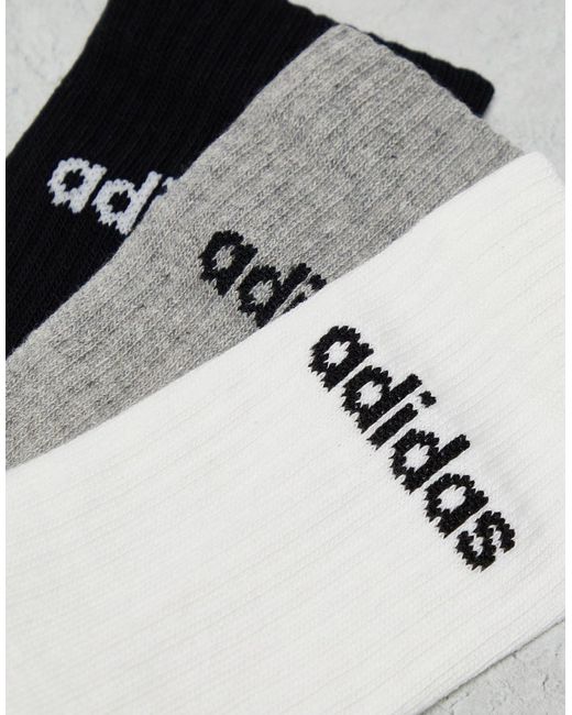 Confezione da 3 paia di calzini a metà polpaccio bianchi, grigi e neri di Adidas Originals in White