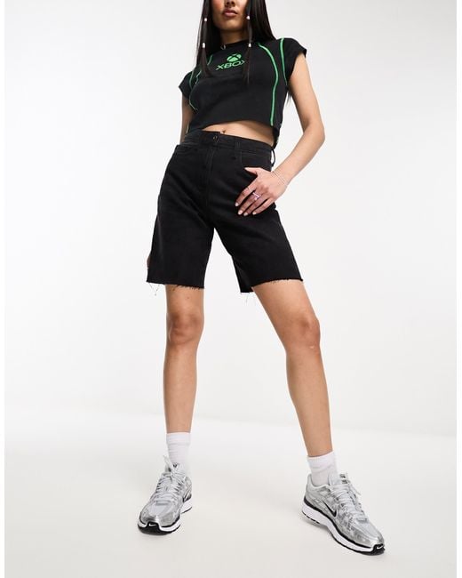 Collusion Black Denim Dad Short