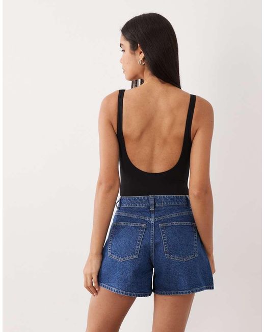 ASOS Blue Plunge Rib Bodysuit