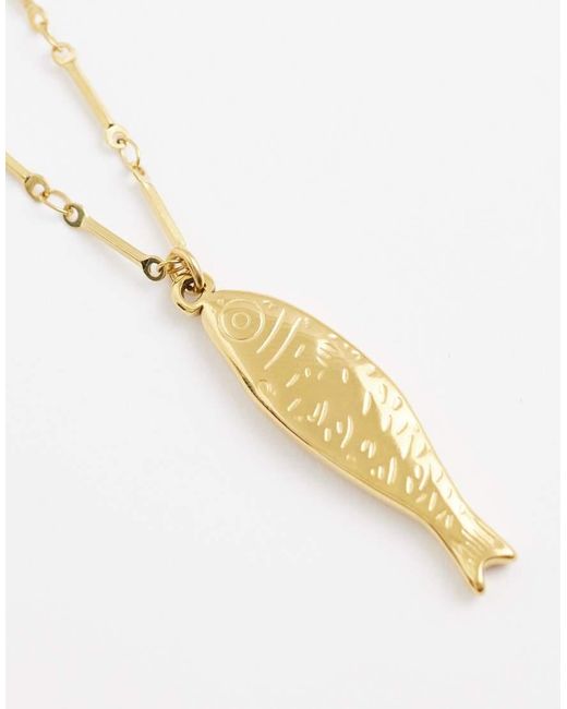 ASOS White Waterproof Stainless Steel Necklace With Fish Pendant