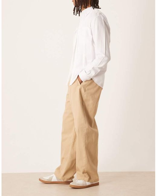 ASOS Natural Barrel Trousers for men