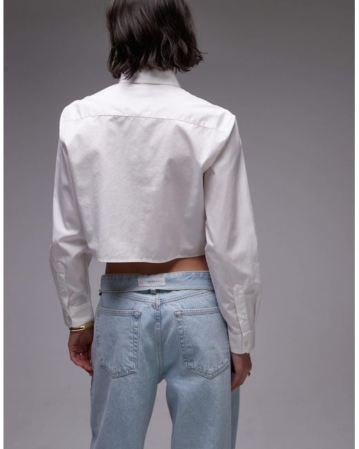 Chemise courte en popeline à rayures - écru Tommy Hilfiger en coloris Gray