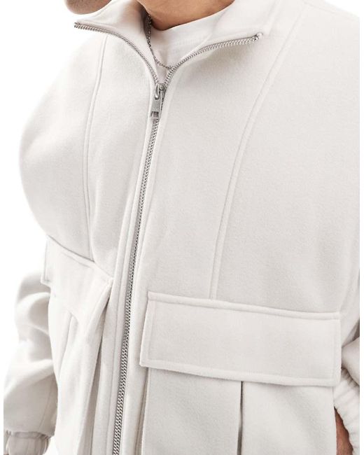Bershka White Harrington Tailored Jacket for men