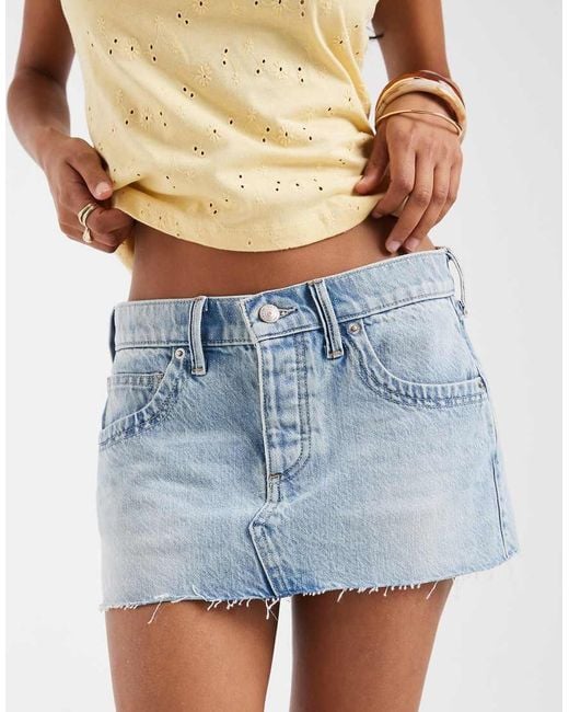 Free People Blue Lainey Low Rise Denim Mini Skirt