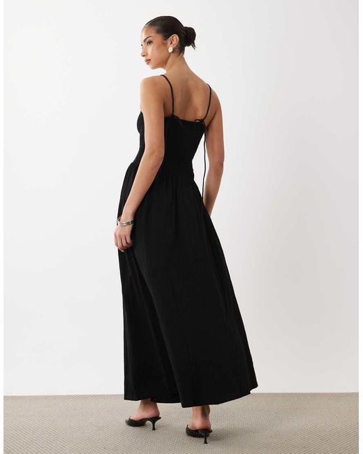 ASOS White Crinkle Cami Tie Back Midi Dress With Asym Waist