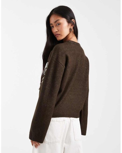 Threadbare Black Crew Neck Jumper With Flower Embroidery