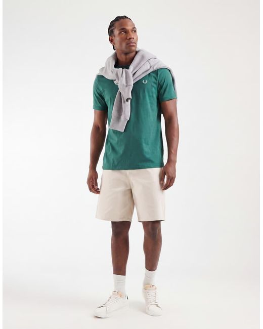 Fred Perry Green Ringer Short Sleeve T-shirt for men