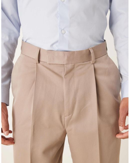 ASOS – elegante relaxed-fit-hose in Natural für Herren