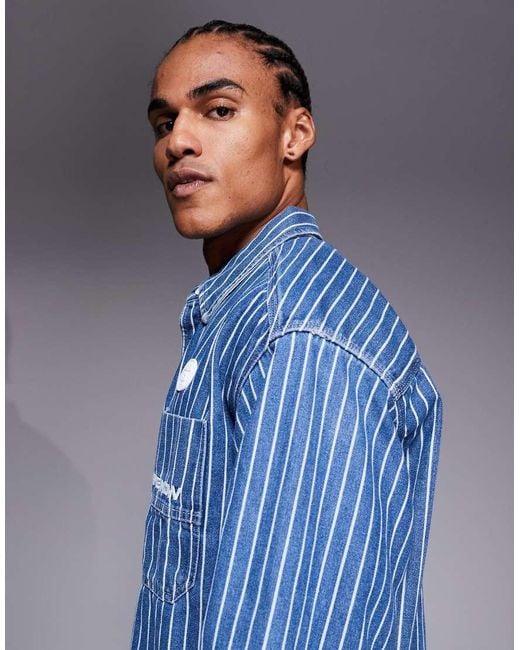 Aape By A Bathing Ape Blue Aape By A Bathing Ape Aape Now Denim Long Sleeve Shirt for men