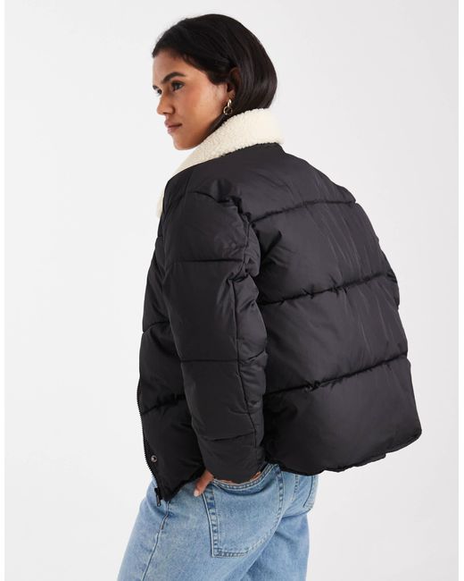 ONLY Black Borg Collar Detail Padded Jacket