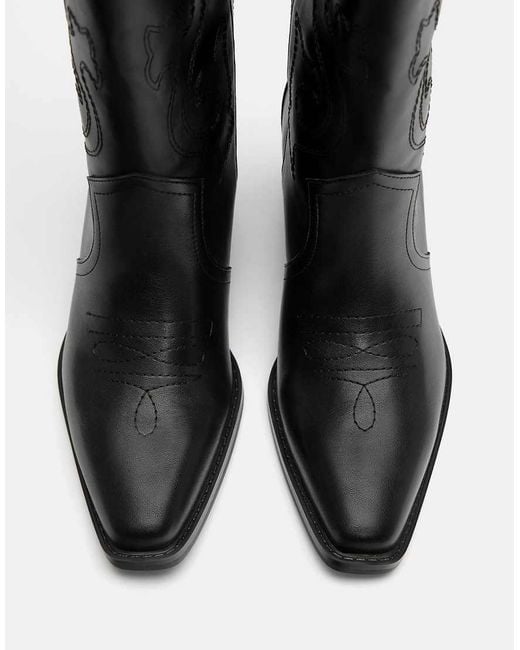Pull&Bear Black Cowboy Boots