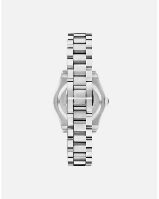 Emporio Armani White Three-Hand Stainless Steel Watch