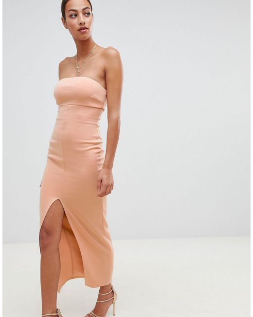 white scuba bandeau maxi dress