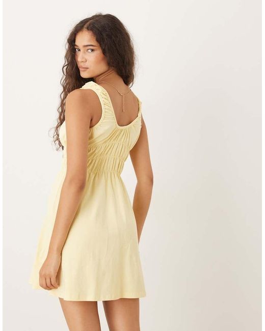 ASOS Natural Prairie Ruched Bust Mini Dress