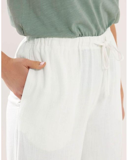 Long Tall Sally White Wide Leg Linen Trousers