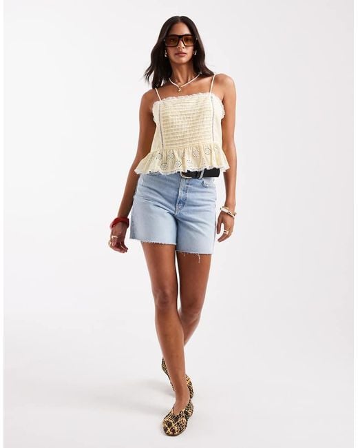 ONLY Blue Broderie Crop Cami