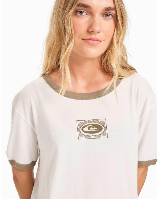 Quiksilver White Ringer Screen Short Sleeve T-Shirt
