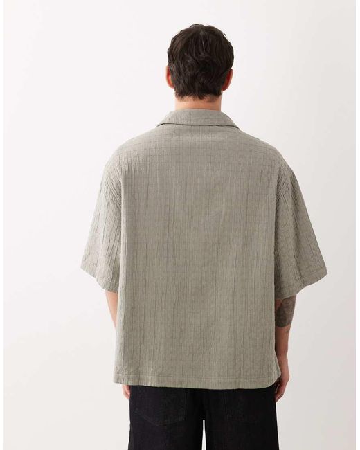 ASOS Gray Oversized Quilted Look Shirt for men