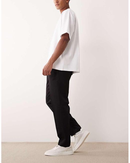 ASOS Black Tailored Pull On Tapered Trousers for men