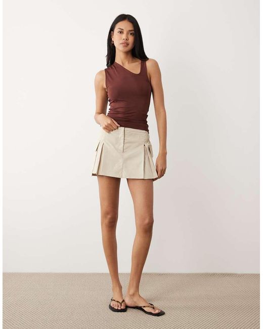 ASOS Brown Slinky Asymmetric Top