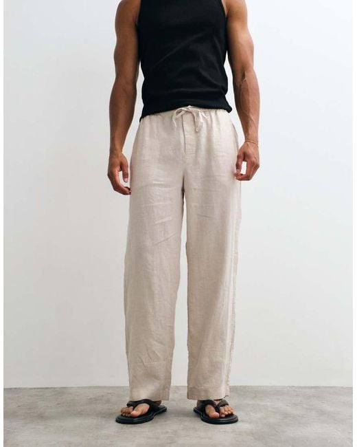 ARKET Blue Pure Linen Trouser for men