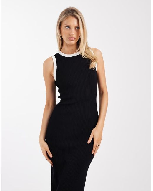 New Look Black Tipped Knitted Maxi Dress