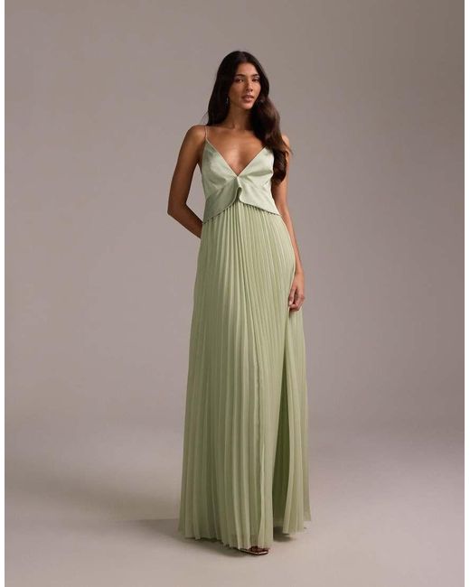 ASOS Green Bridesmaids Hybrid Cami Maxi Dress With Pleat Skirt