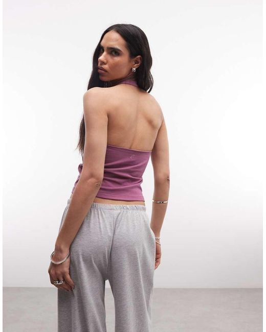 Collusion Multicolor Plunge Halter Neck Top