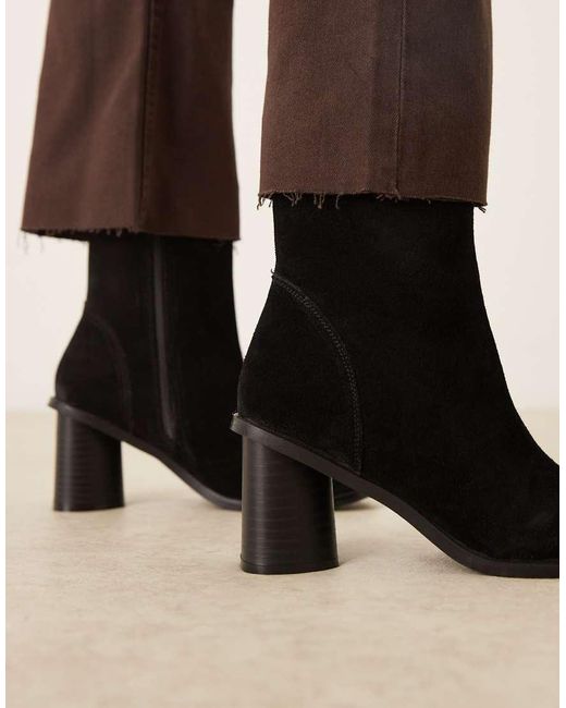 ASOS Black Rex Suede Round Toe Ankle Boots