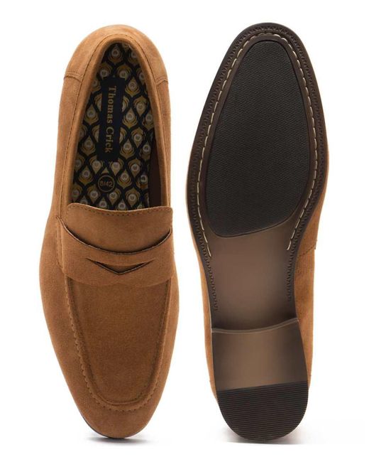 Thomas Crick Brown Harley Loafer Suede Leather Slip-On Loafer Shoes for men