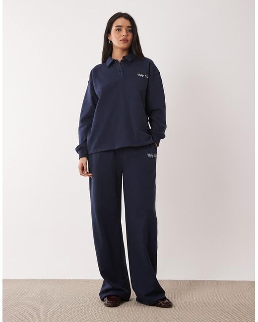 Six Stories Blue Bridal Script 'Wifey Club' Sweat Pants Co-Ord