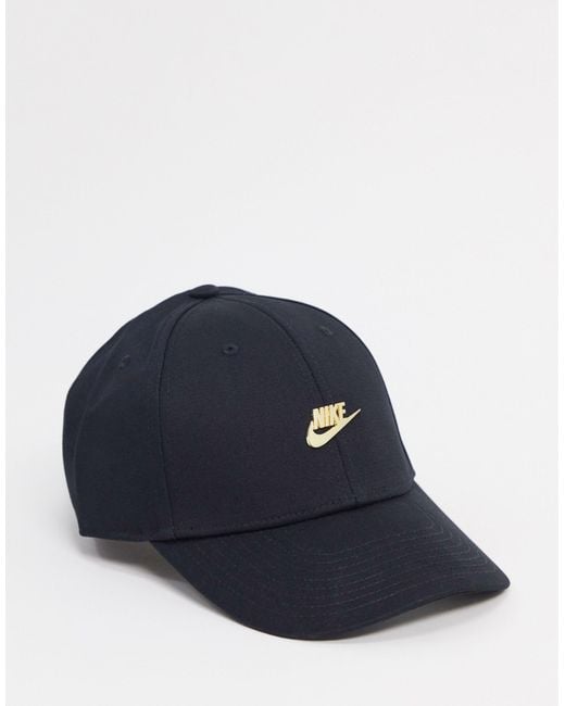 Nike Black Metallic Cap With Gold Logo for men