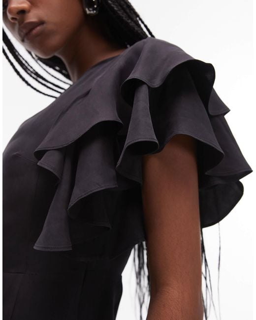 & Other Stories White Maxi Dress With Ruffle Sleeves And Open Back