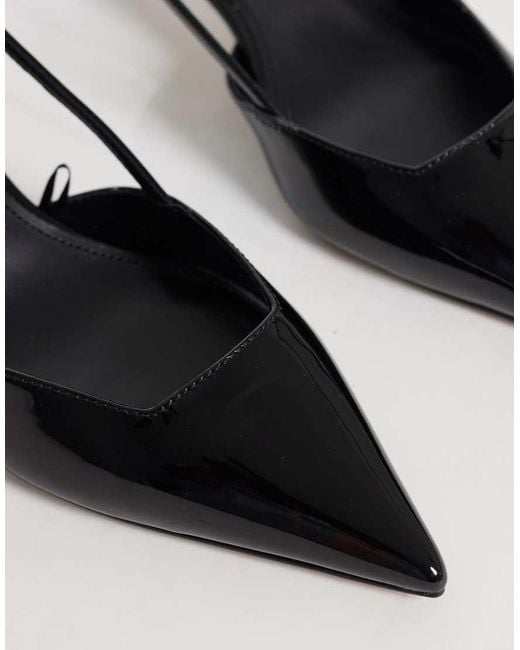 Mango Black Heeled Slingback Pointed Shoe