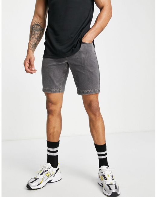 ASOS Denim Shorts With Waist Detailing in Black for Men Lyst