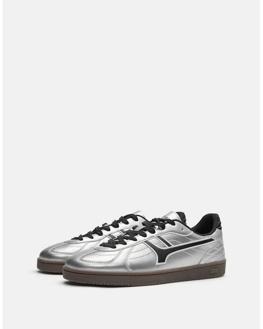 Pull&Bear White Retro Metallic Trainers for men