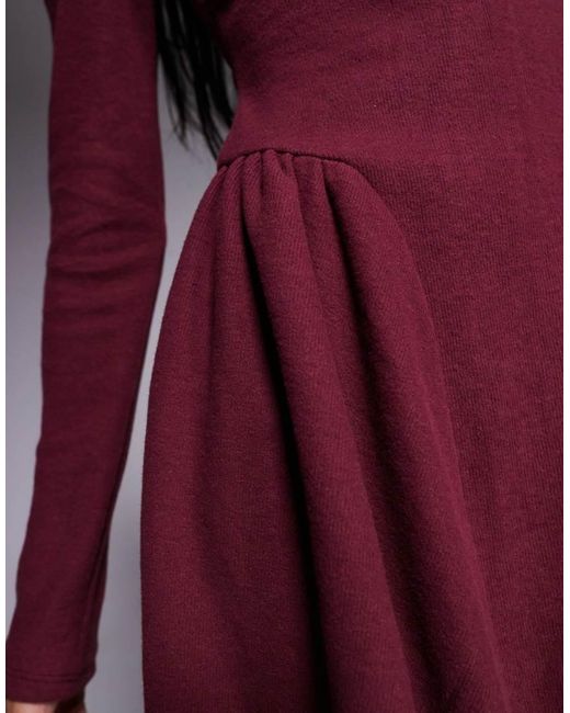 ASOS Purple Supersoft Long Sleeve Godet Mini Dress